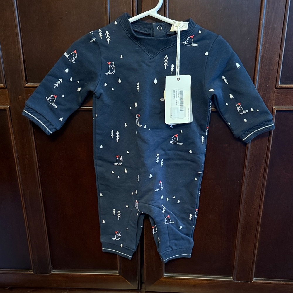 NWT- Carrement Beau Navy Blue Kids fleece lined One Piece